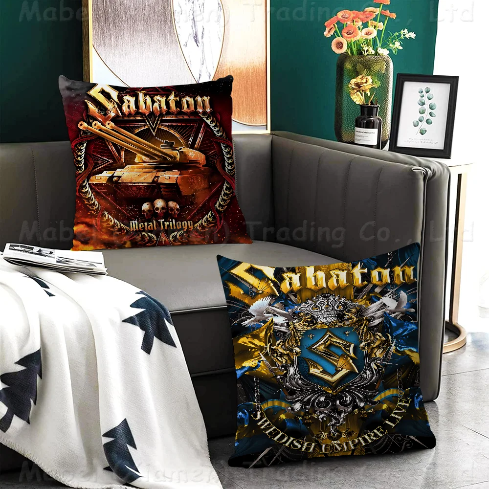 S-Sabaton Band Cushion Cover Pillowcase Upholstery Sofa Throw Pillow Home Decor Pillowcas