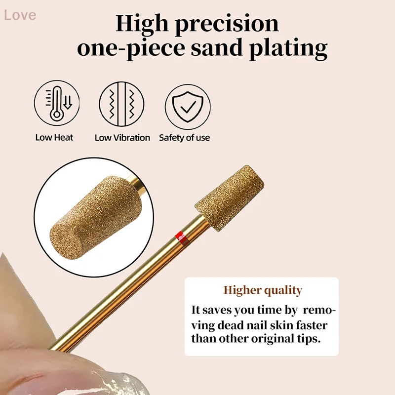 Gold-plated  Sand Nail Drill Bit Rotary Manicure Cutters Bits Manicure Drill Accessories Gel Removal Nail Tools