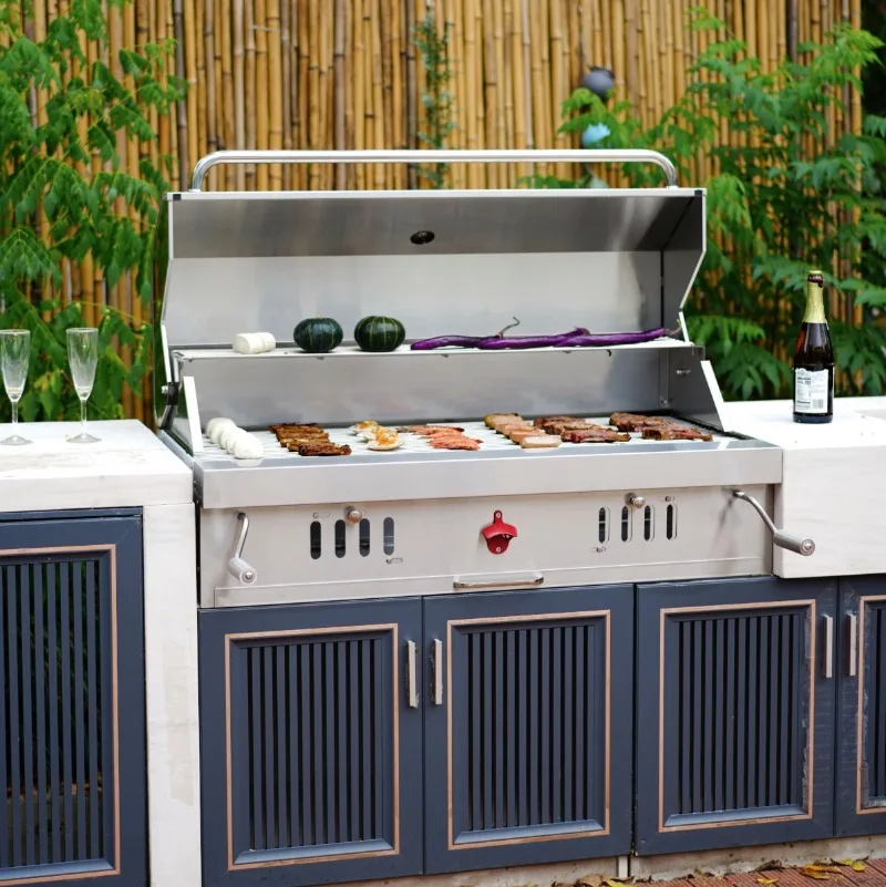 

【Popular】2026 Premium Outdoor Camping Barbeque Grill Large Multifunction Built In Charcoal Double Use BBQ Grill For Home Backyar