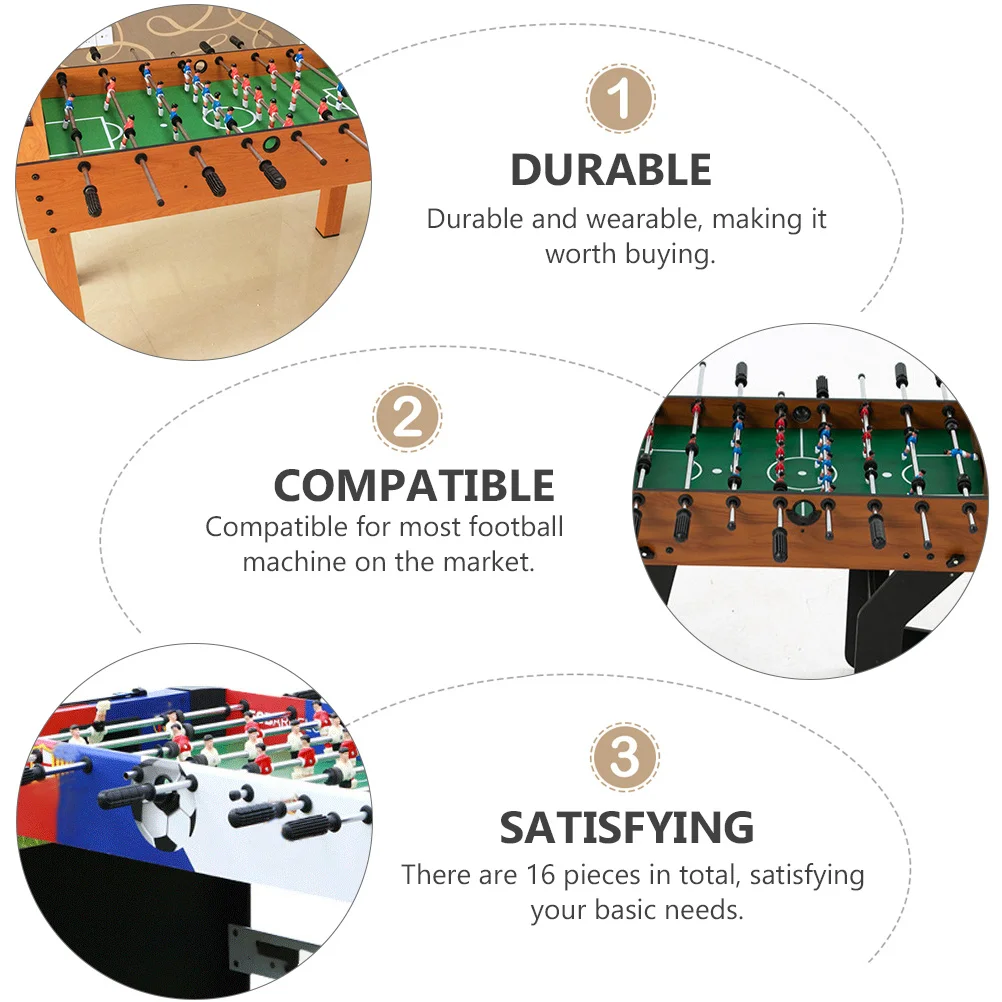 

16Pcs Football Table Handles Replacement Durable Black Plastic Soccer Machine Accessories Grip Replacements Football Handles