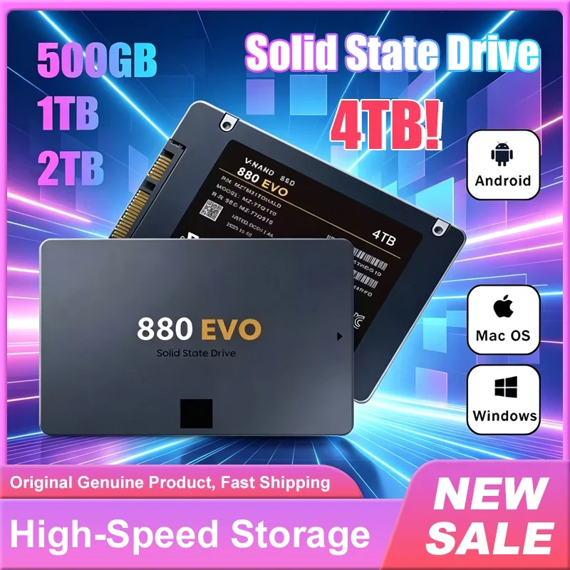 Novo SSD 880 EVO 2TB 4TB Unidades de Estado Sólido Internas SATA 3.0 MLC 2.5 Polegadas para Laptop Desktop PC PS4 PS5