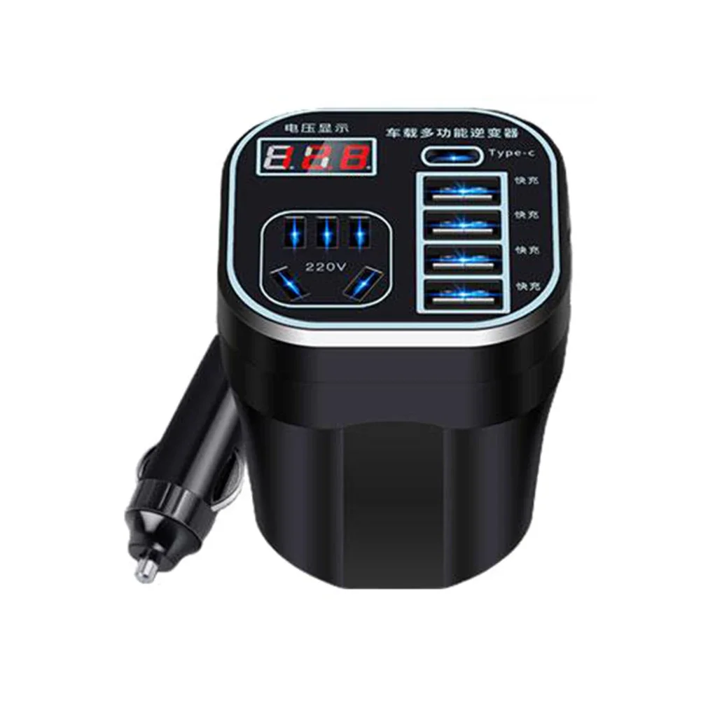 Car Power Inverter 12V24V TO 220V Voltage Converter 4USB Ports Charger Socket Efficiently Charges Multiple Devices