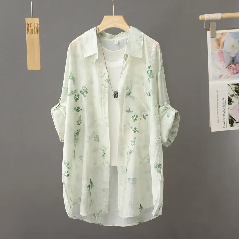 New Chinese Style Ink Tie-dyed Sunscreen Shirt for Women in Summer Loose Super Fairy Sunscreen Clothes