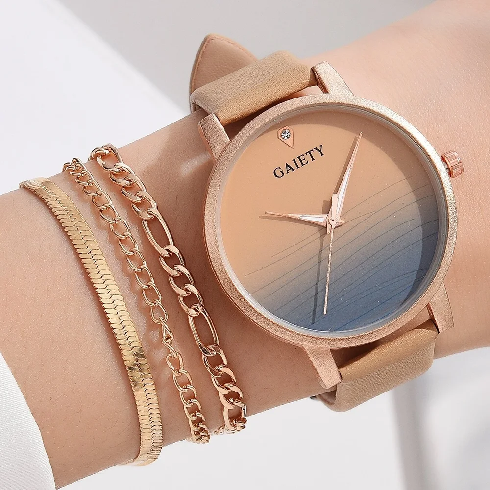 GAIETY Elegant Simplicity Ladies Dress Wristwatches Women Fashion Watches Luxury Casual Gradient Colours Female Quartz Leather