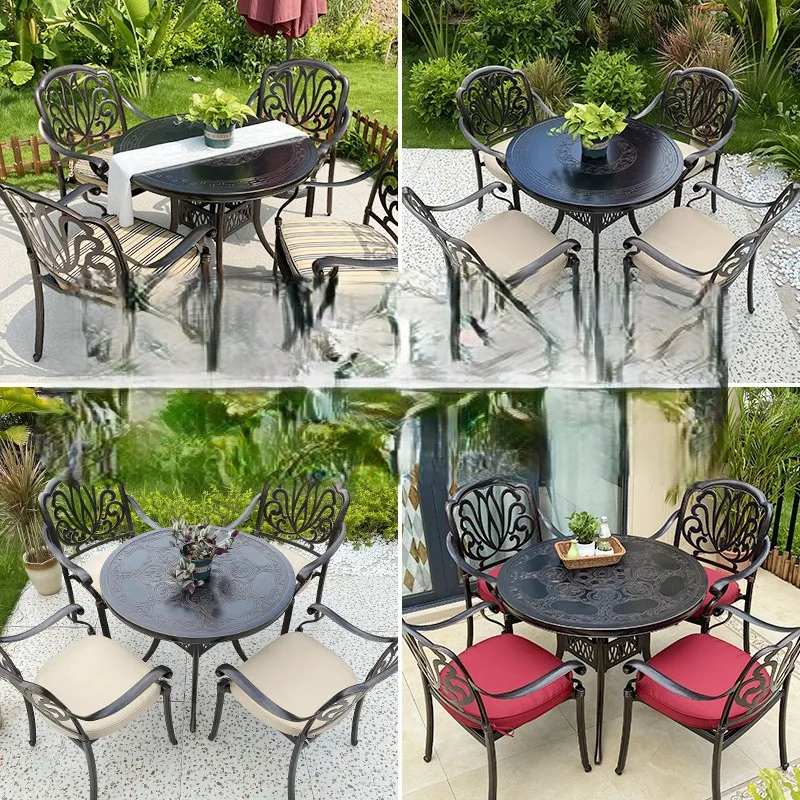 ！@European Style Modern Cast Aluminum Iron Outdoor Furniture Villa Courtyard Table Chair Garden Leisure Balcony Terrace Waterpro