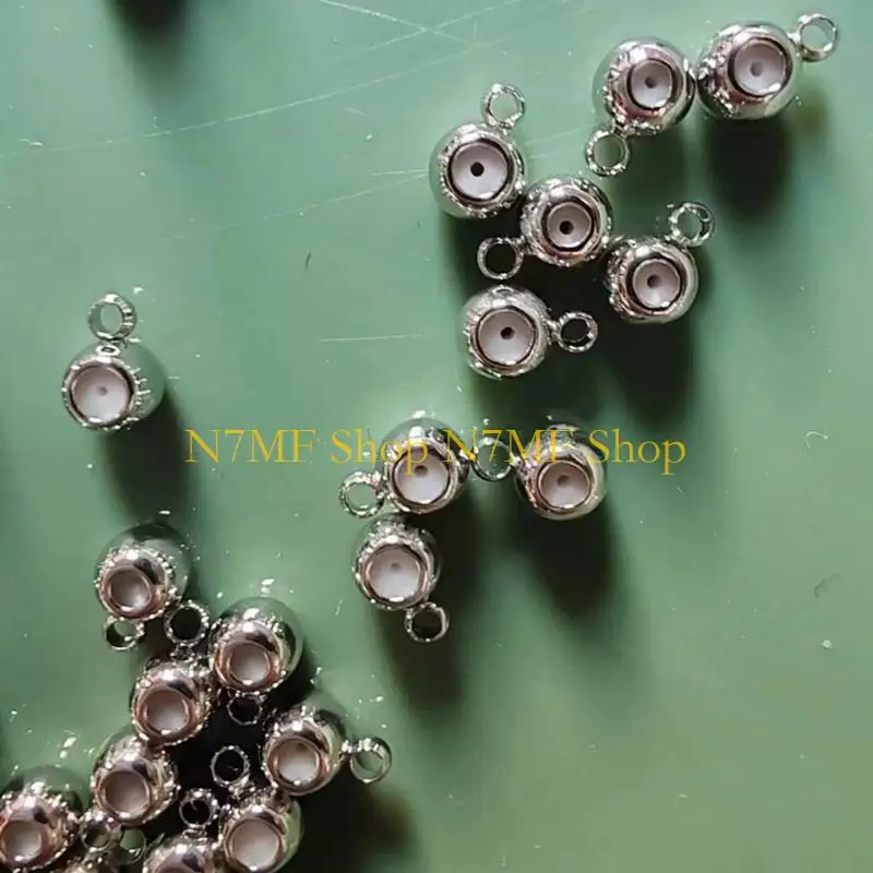 

N7MF 20pcs Silicone Plug Stopper Bead Stainless Steel Spacer Bead Positioning Beads for Necklaces Jewelry Making Supplies