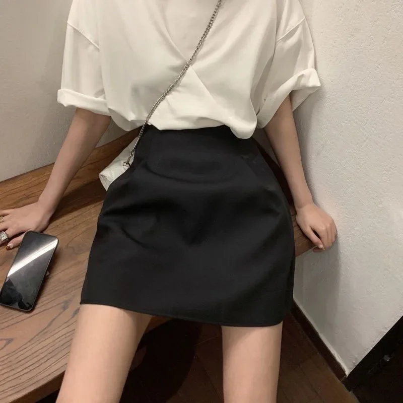 Lucyever schwarz weiß High Wiast Puffy kurze Röcke Frauen All-Match Y2k Tasche A-Linie Rock weibliche koreanische Arbeit Stil Anzug Rock