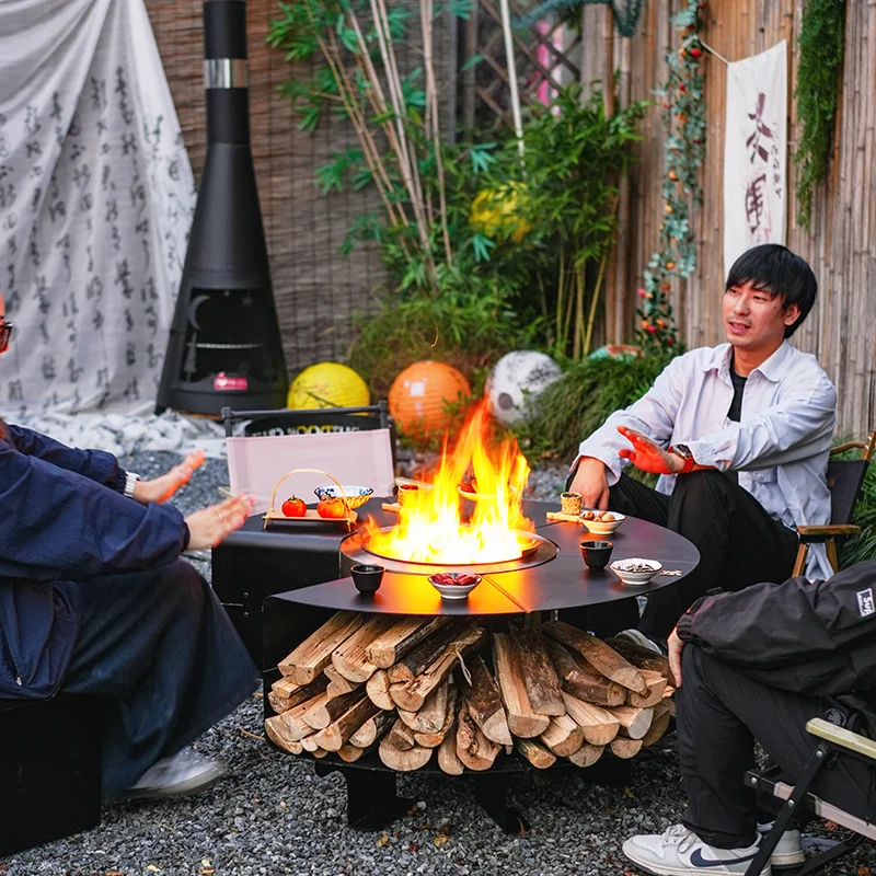 

Custom Classic Outdoor Garden Design Steel Fire Pit Smokeless Camping Round Charcoal Fireplace for Firewood