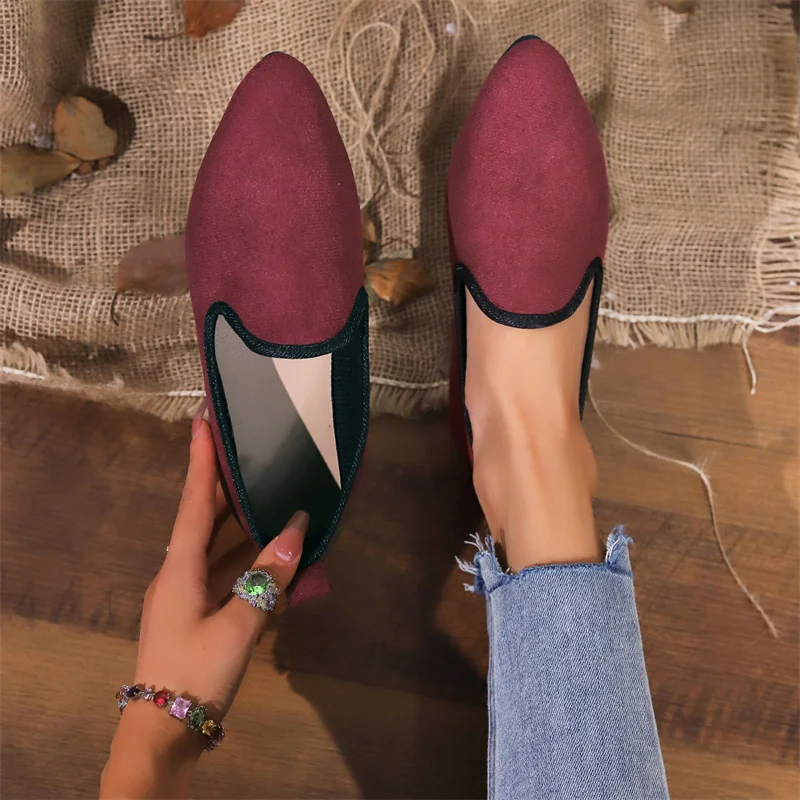 2024 Fashion Slip on Loafers Breathable Stretch Ballet Shallow Flats Women Soft Bottom Pointed Toe Boat Shoes Plus Size 43