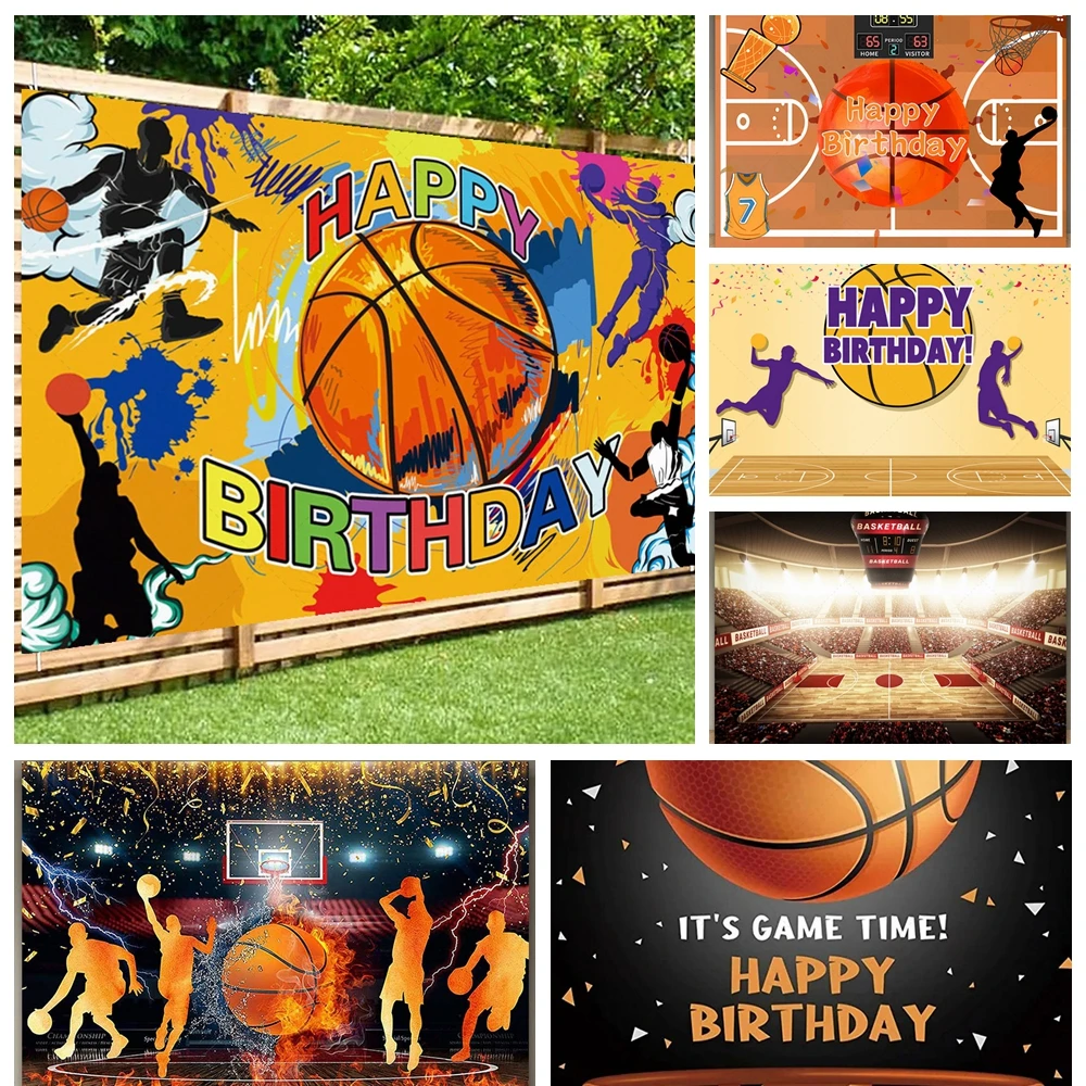 Boys Basketball Theme Birthday Decoration Backdrop Custom Basketball Court Birthday Party Sports Game Photography Background