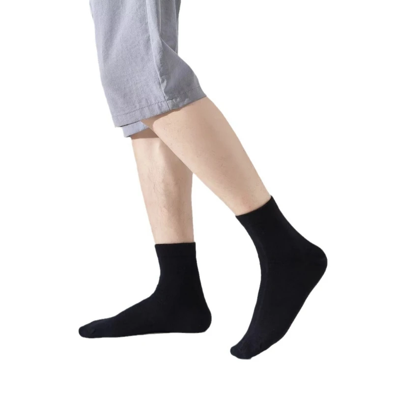 6 أزواج بلون الرجال منتصف طول الجوارب موضة مريحة الخريف الكلاسيكية الأسود جوارب عمل عالية الجودة الرجال الجوارب القصيرة #5