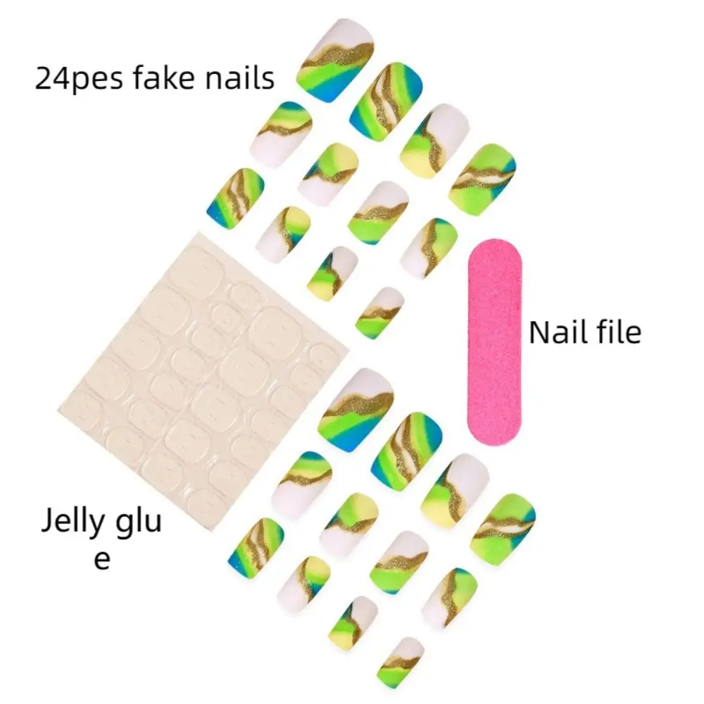 Delicate ABS Women Fake Nails Coloured Drawing Smudge French Manicure Glitter Powder Reusable Nail Art Tools Party