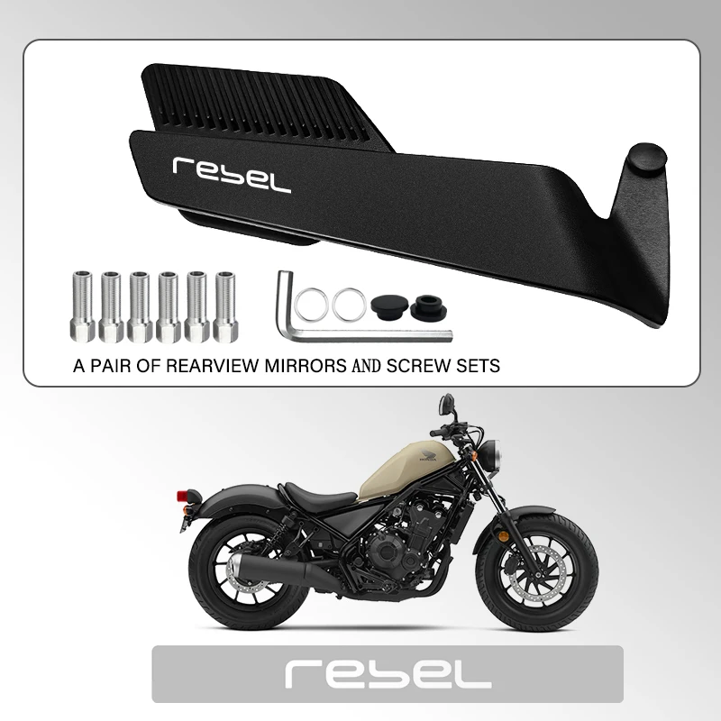 

Track Certified Wide-angle Motorcycle Fixed Wind Wing Rearview Mirror For Honda Rebel CMX 300 500 CMX300 CMX500 Riding Mirror