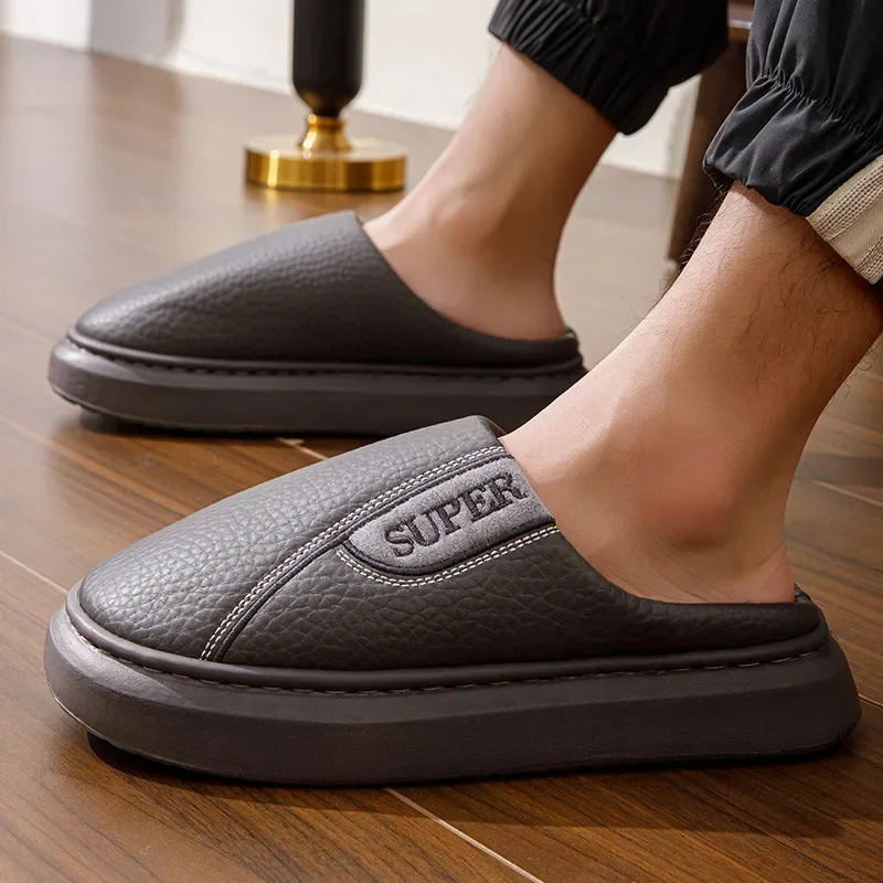 Zapatillas de algodón para hombre de invierno 2024, Zapatillas de casa nuevas de talla grande para hombre, zapatos de algodón con plataforma cálidos