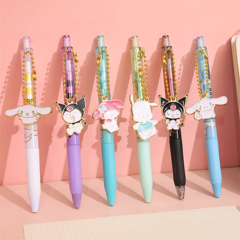 12 pcs/lot Sanrio Kuromi Melody Pochacco Pendant Gel Pen Cute 0.5mm Black Ink Neutral Pens Promotional Gift Office School Supply