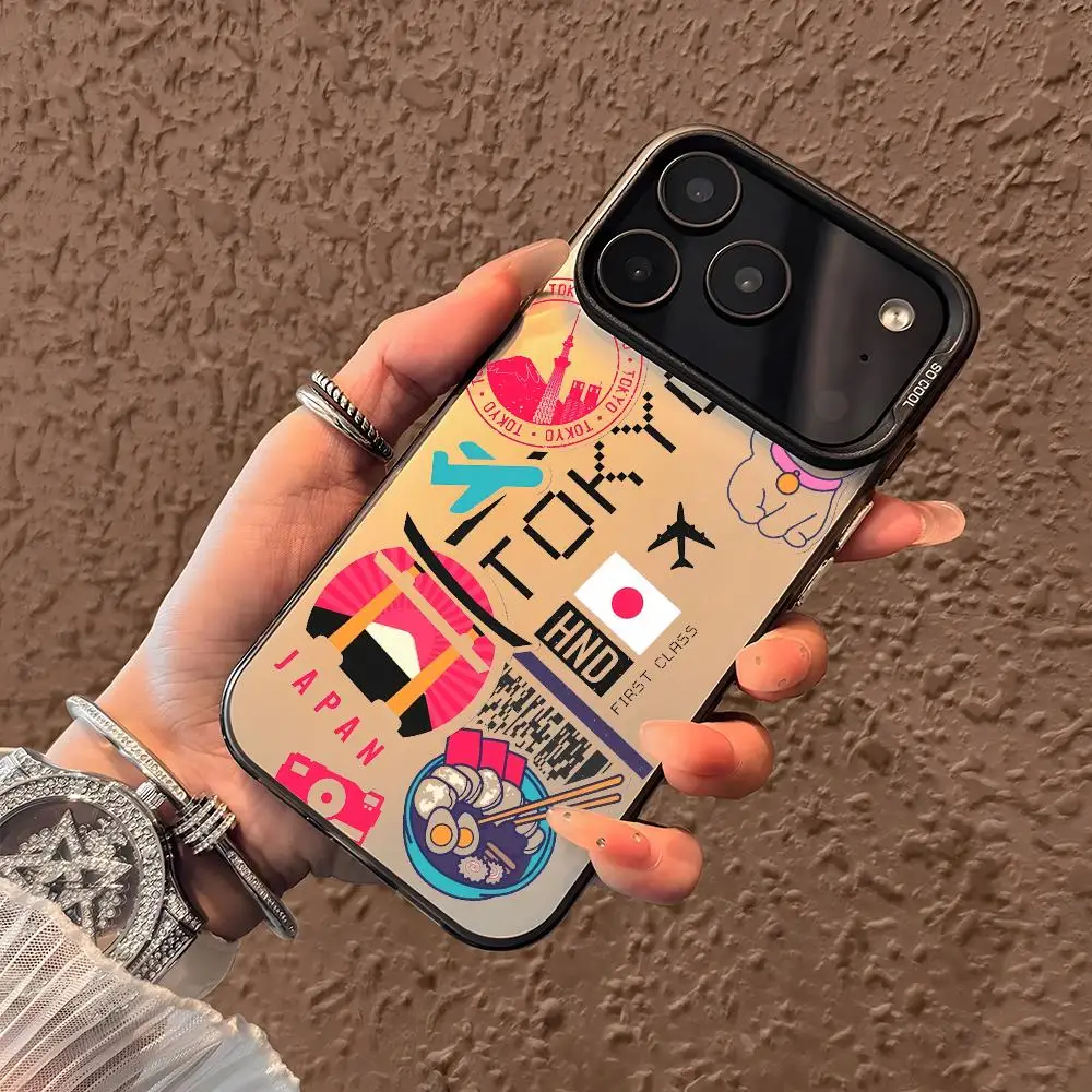 Plane Travel Ticket Japan Phone Case For iPhone 17 16 15 14 13 12 11 Pro Max Designer Matte Laser Aurora Funda Phone Case view 4