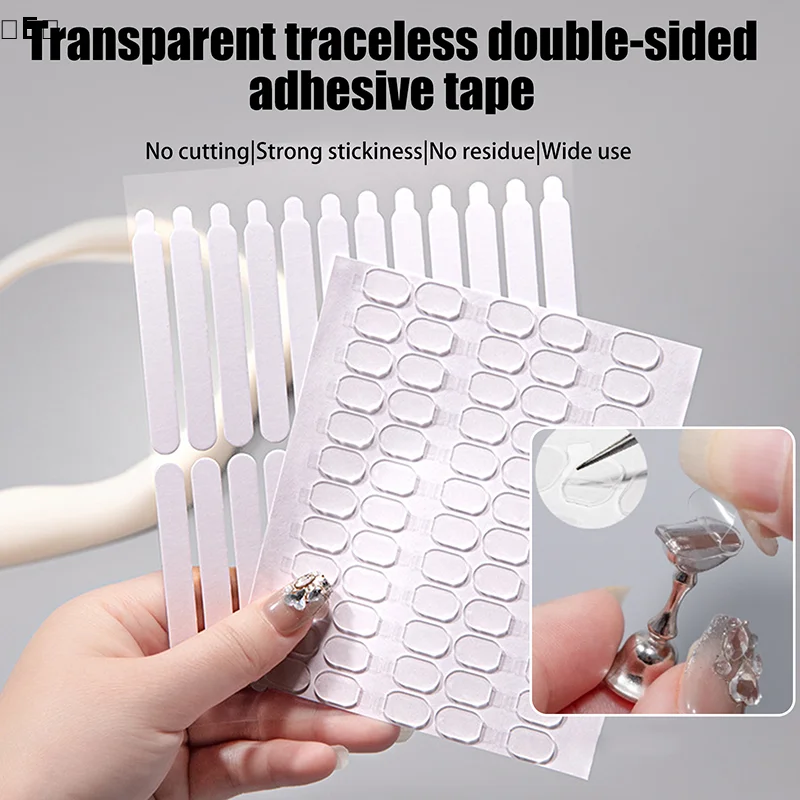

〔E〕60Pcs Elliptical Traceless Double-side Adhesive Tape Gel For False Nails Display Stand Ultra-thin Soft Jelly Glue Sticker