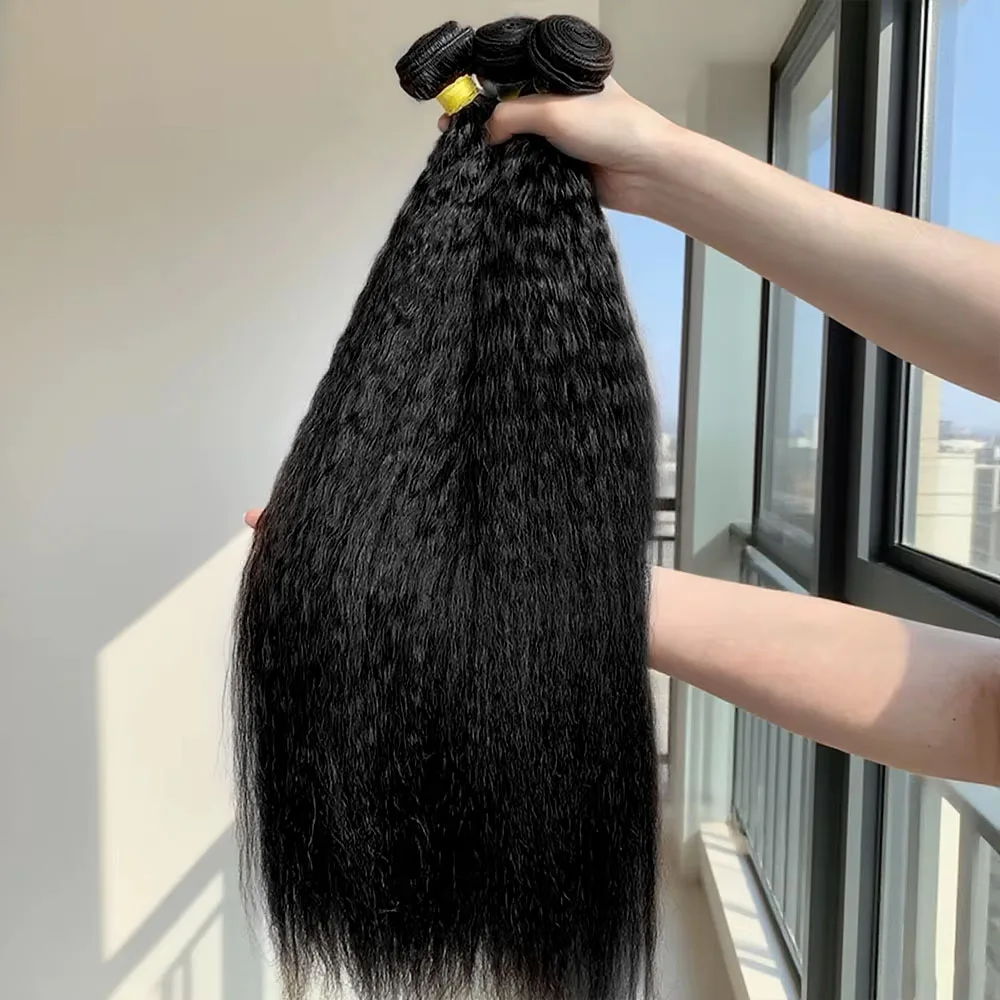 

30-дюймовые кудрявые прямые пучки человеческих волос, бразильские 15A Remy, 100% необработанные плетения, черные пучки волос, двойные наращивания