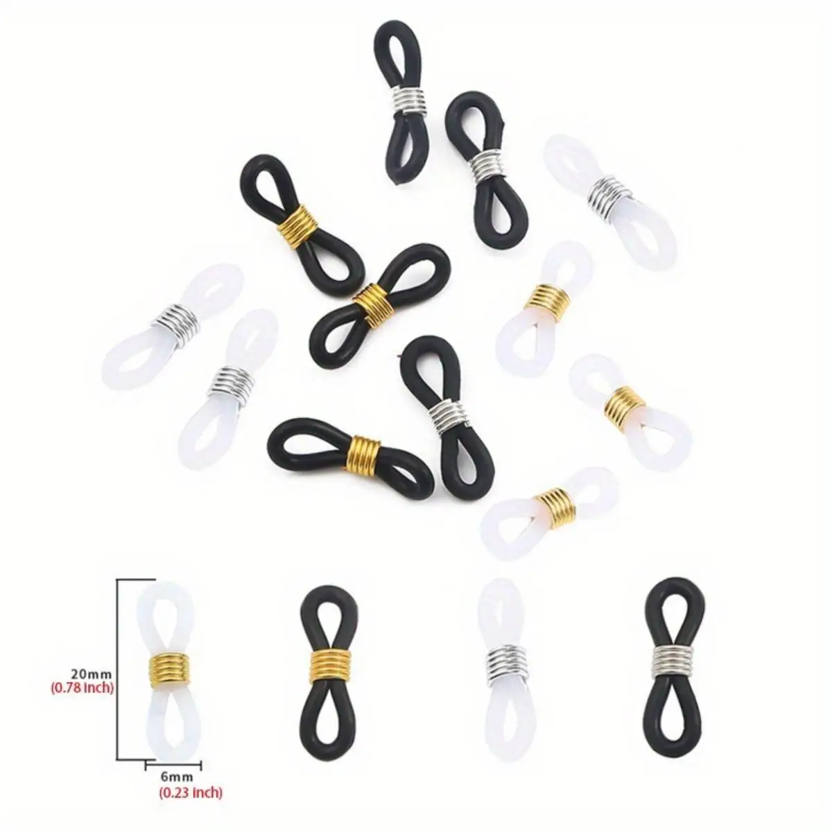 20pcs/Set Earrings Hook Connectors Eyeglasses Spectacles Chain Glasses Retainer Ends Rope Sunglasses Cord Holder Strap Retainer