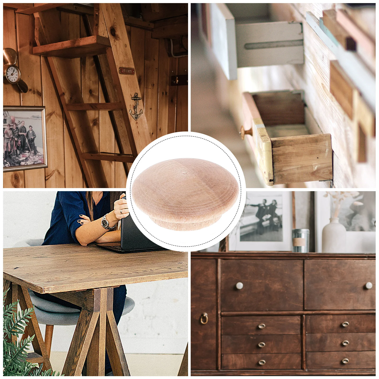 

25Pcs Screw Hole Plugs Wooden Button Cap Easy Fit for Furniture Stair Renovation Smooth Surface Finish Button Wood Plug