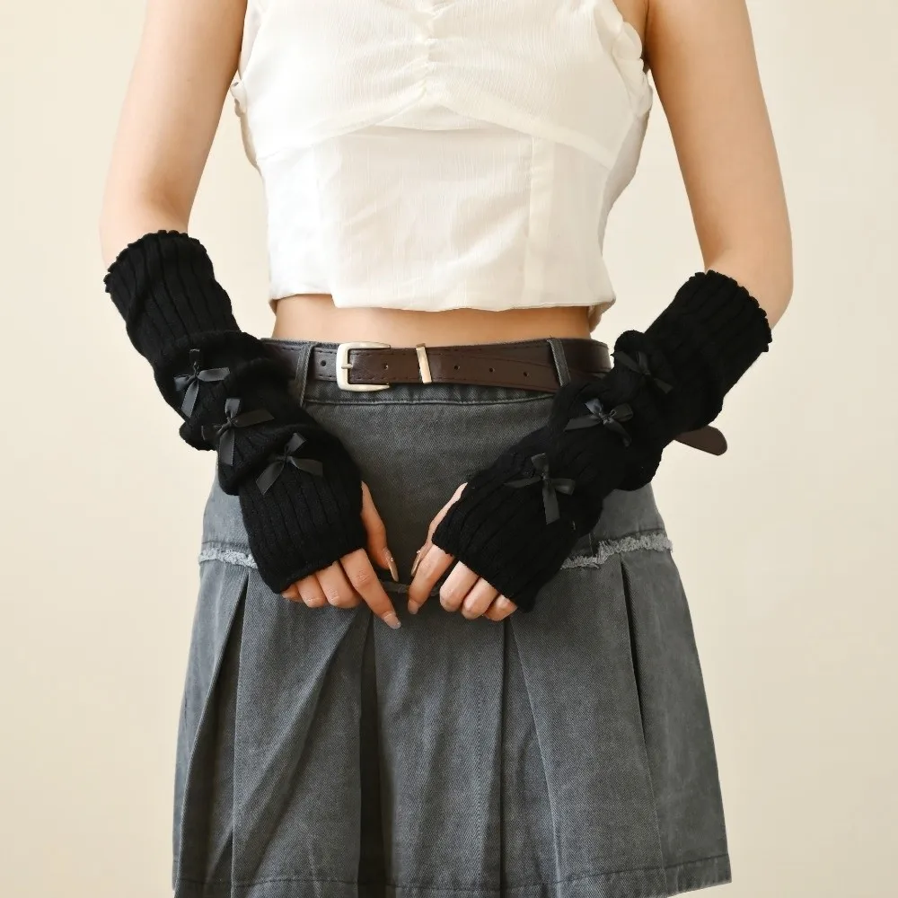 

Y2k Длинные длинные перчатки на запястье Трикотажные морозостойкие теплые рукава накладные рукава перчатки без пальцев осень-зима