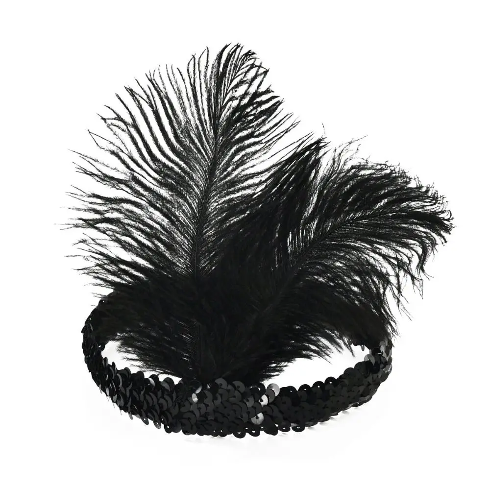 

Hair Accessories Feather Headwear Diamond Makeup Party Cosplay Dress Headwear Black Tassel Masquerade Hair Band Girls Hair Hoop