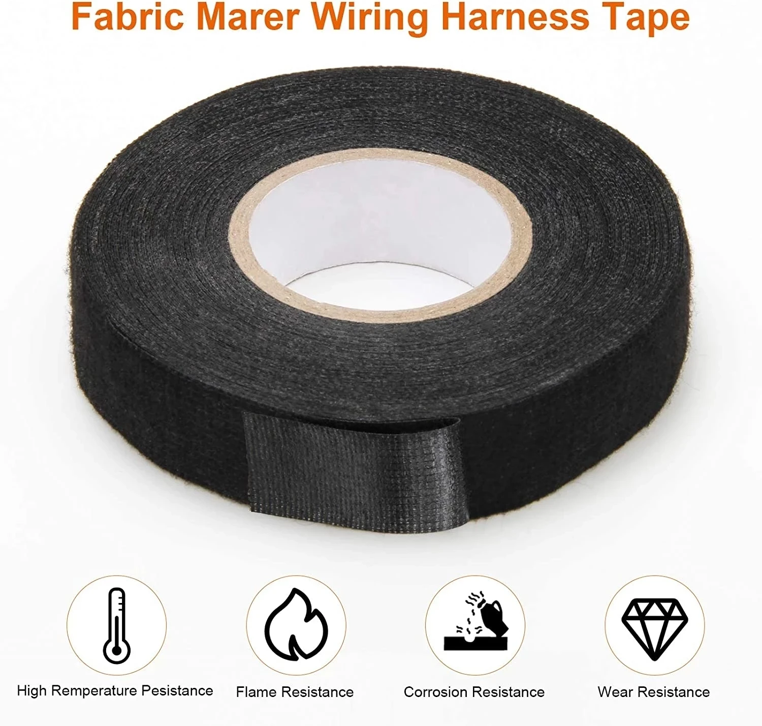 15M 9/15/19/25MM Heat-resistant Adhesive Cloth Fabric Tape For Automotive Cable Tape Harness Wiring Loom Electrical Heat Tape