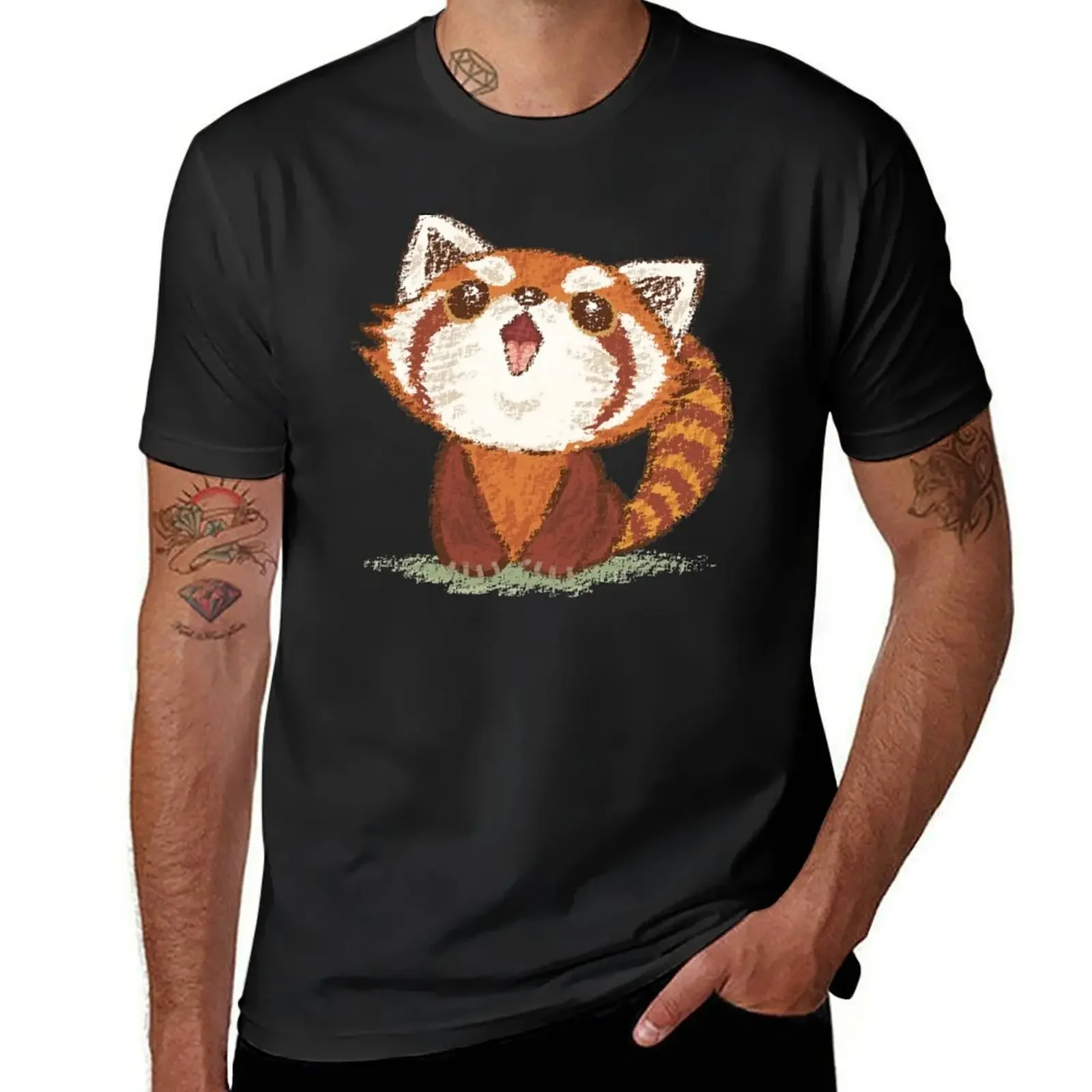 

Red panda happy T-Shirt cotton man t-shirts shirts graphic basketball graphic tees sweat shirts, men