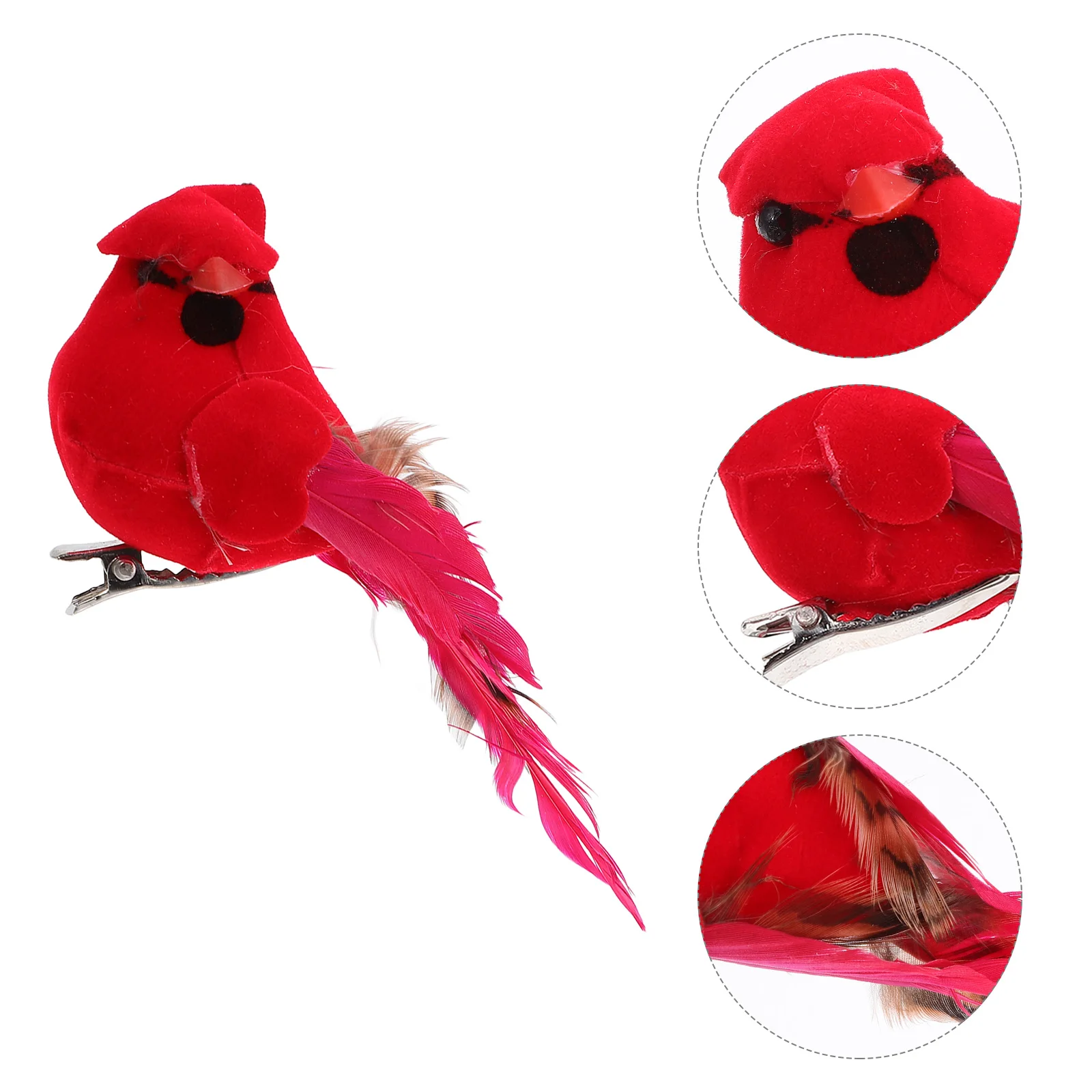 

2 Pcs Red Bird Decoration Christmas Birds Clip Tree Ornaments Artificial Figurine Decorations