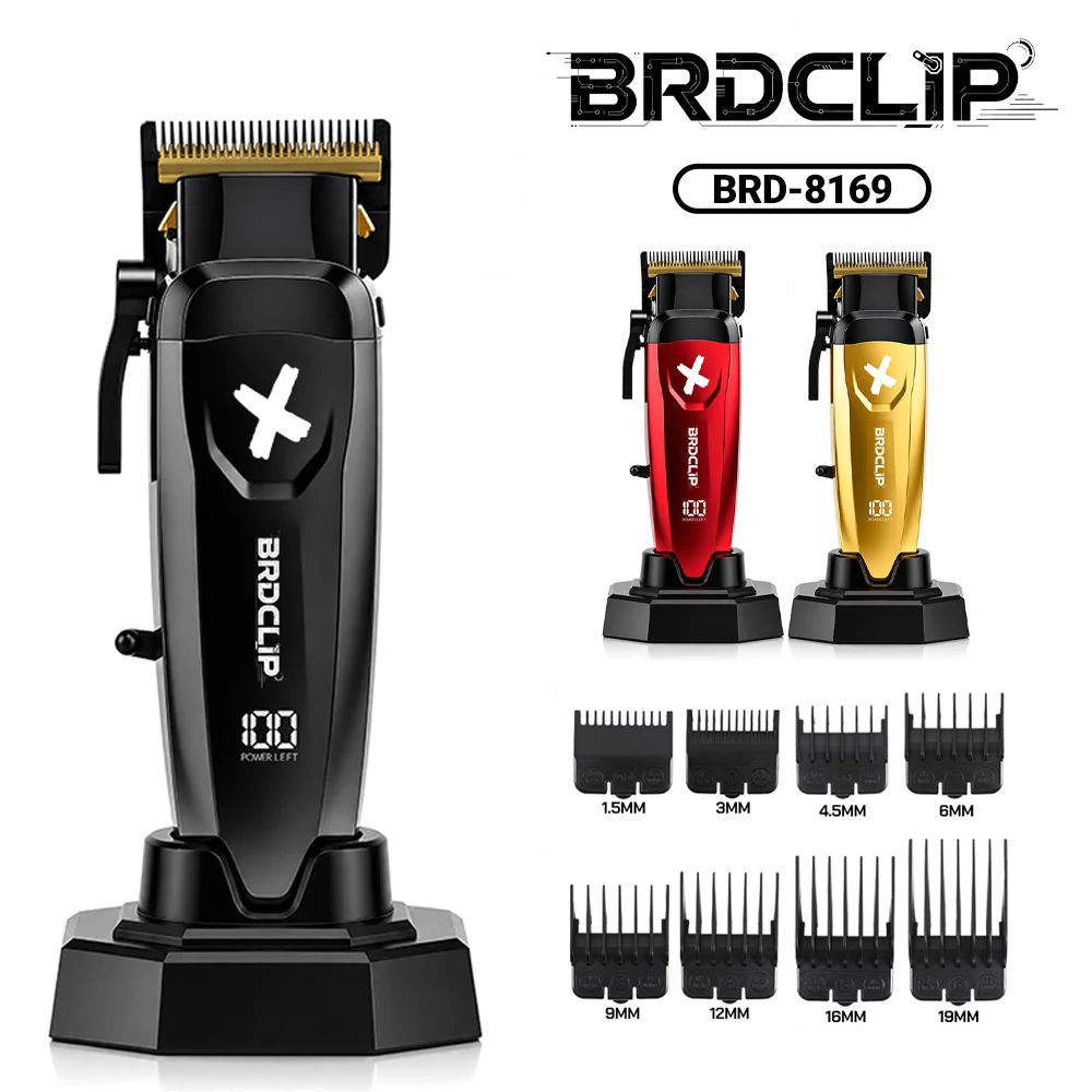 BRDCLIP 8169 Professional Brushless Motor 8000RPM LCD Hair Clipper DLC Blades Men's Trimmer Barber Haircut Machine