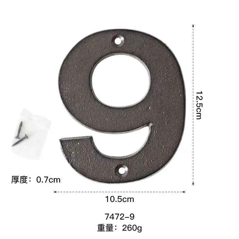 Big Black Gold Wrought Iron Digital 12.5/14.5cm Vintage Metal 0-9 Numbers Ornaments DIY Wall House Number For Home Decorations
