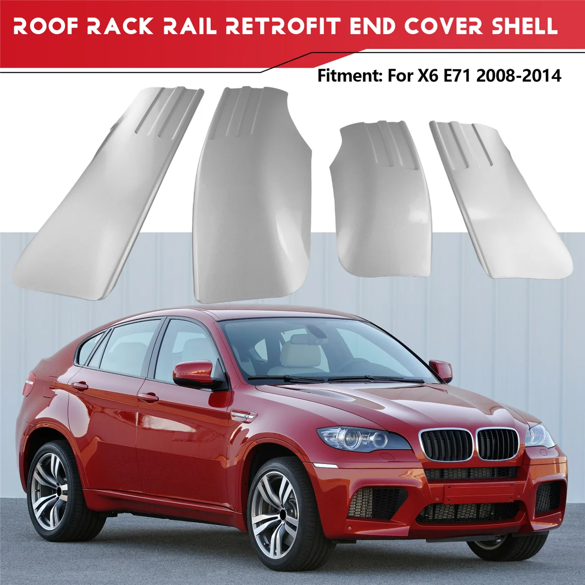 Reliable-4PCS Car Auto Exterior Rack Roof Rack Rail Retrofit End Cover Dome Holder Case Cap for BMW E71 E72 X6 2008-2014-A61E