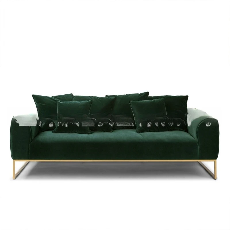 

Modern simple fabric sofa furniture living room stainless steel sofa combination hotel model room negotiation sofa