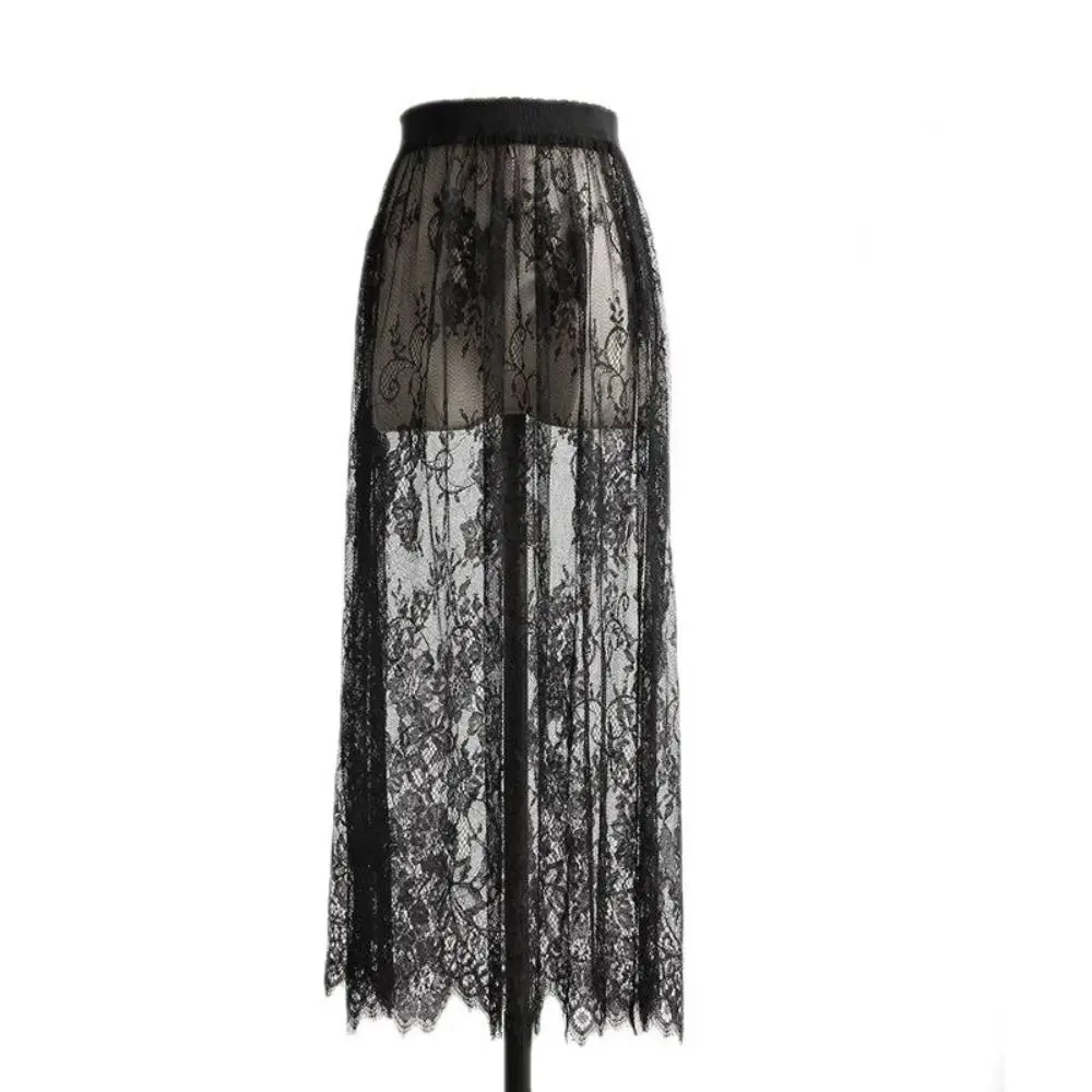 Flower Lace Underskirt Slips Anti-glare 75cm Mesh Underskirt Slips Dress Hight Waist Cheongsam Lining Petticoat Women Commuting image 3