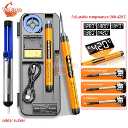 USB Electric Soldering Iron Kit Portable Wireless Heating Solder Irons Adjustable Temperature Battery Solder Welding Iron Tool