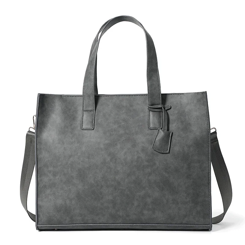 Genuine Leather Men Briefcase Vintage Laptop Handbag Casual Shoulder Bag Large Capacity Messenger for Macbook