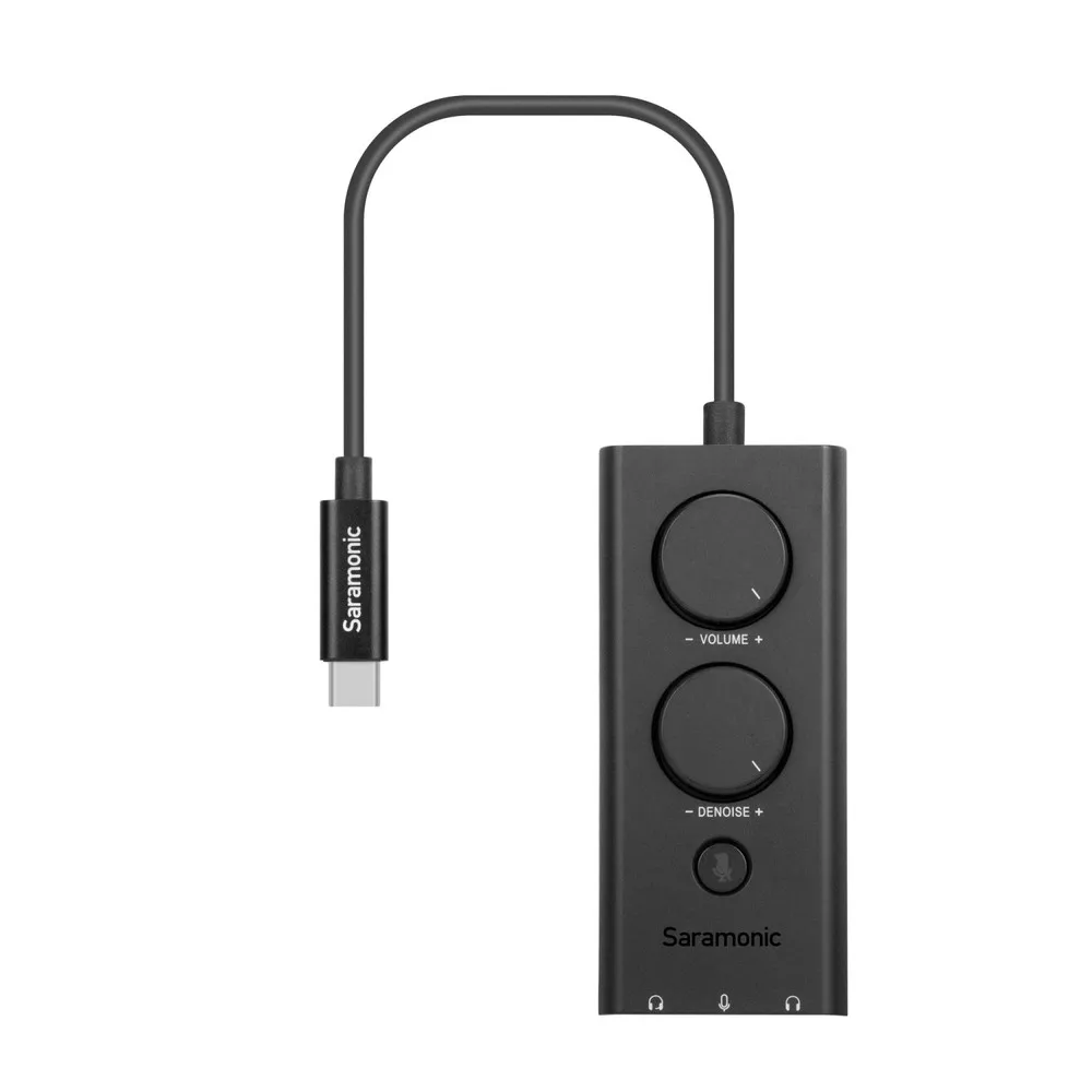 SR-EA5 USB-C Interface with 3.5mm TRS Mic Input, 2 Headphone Out, Mute, Noise Cancelation & USB Adapter