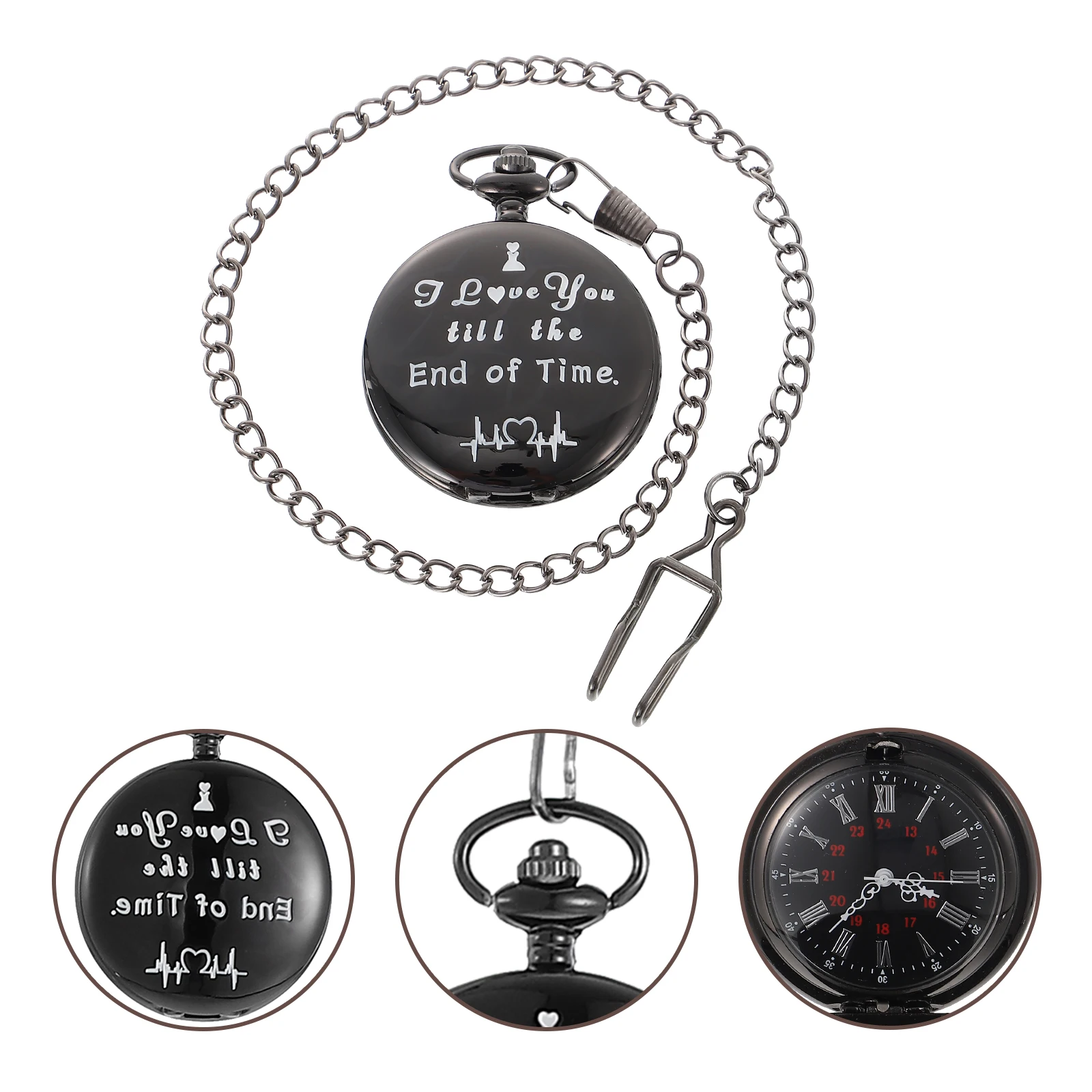 

Vintage Style Design Wooden Pocket Watch With Chain Retro Hanging Watch Portable Decorative Men'S Pocket Watches For