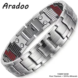 ARADOO Pure Titanium Men’s Bracelet Strong Magnetic Therapy Bracelet