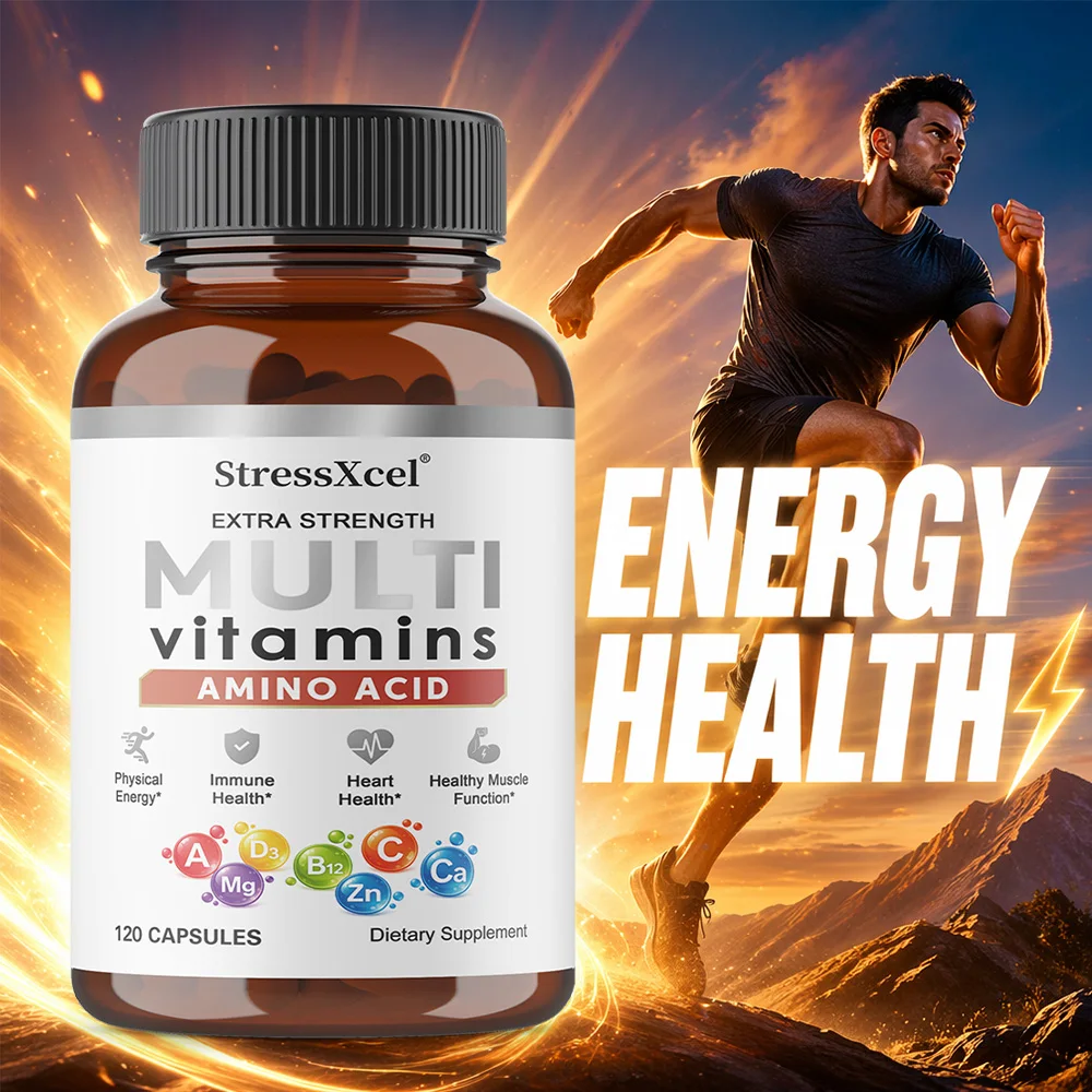 Multivitamin Capsules, C/D/B/K Complex with D3K2 Biotin Zinc, Support Energy  Immune Hair Skin Nails Bone Joint Heart Brain