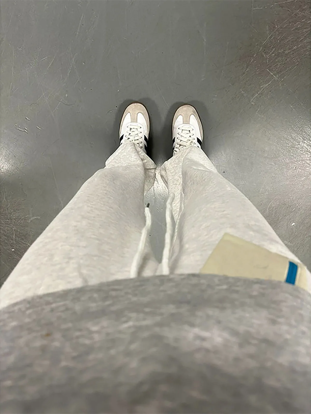 Grey Sports Curved Knife Sweatpants Men's Slant Cut Thin American Narrow Comfortable Straight Heavy Casual Long Pants Wide Leg