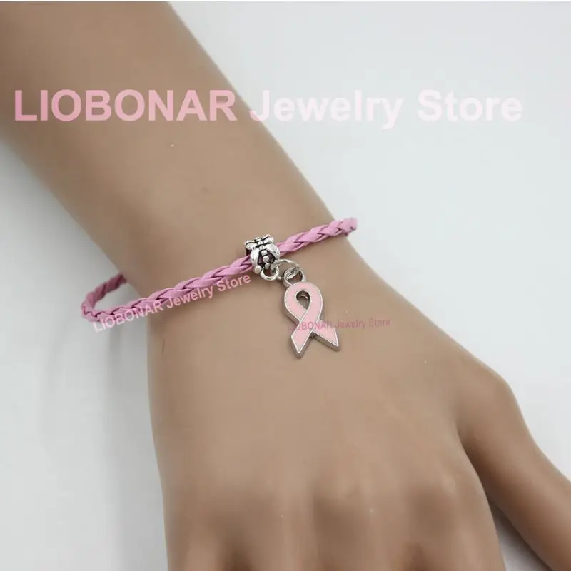 New Arrival  Breast Cancer Bracelet Yellow Pink Ribbon Charm Bracelets Awareness Jewelry for Cancer Center Foundation Gifts