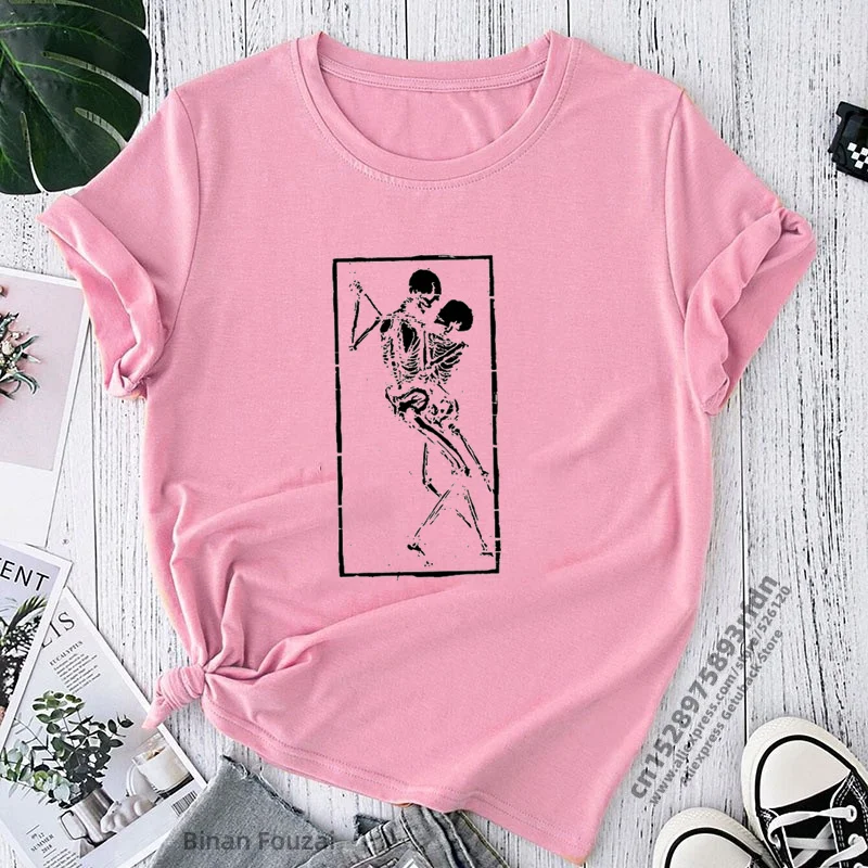 2023 Harajuku Vintage Women T Shirt Funny Dance Skulls Skeleton Print Graphic Tees Shirt Female Sleeveless Summer Hip Hop Tops