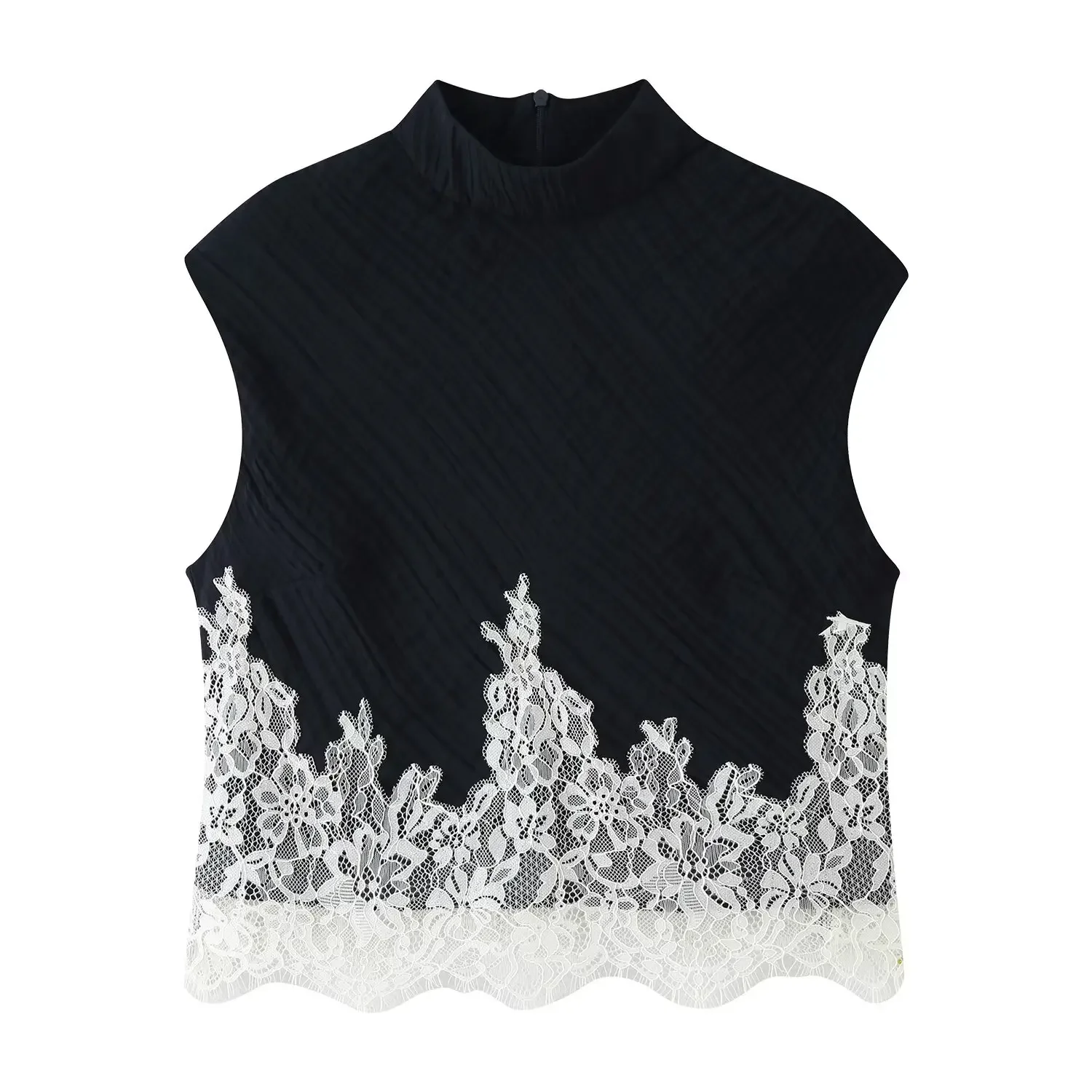 KONDALA Damen Trendiges Party-Spitzen-Patchwork-Rock-Set, Weste, Top, Midi-Rock, Neue Mode 2026 Sommer Herbst Elegantes Urlaubs-Mujer-Set – Detail 4