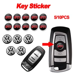 5/10 adet alüminyum Metal oto anahtar uzaktan Fob alüminyum çıkartması araba anahtarı kabuk Sticker Volkswagen yarış golf GTI POLO için otomobil parçaları