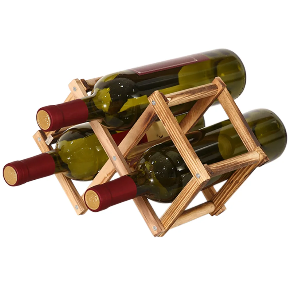 2024 New Wooden Wine Rack 3/6/10 Bottle Holder Durable Folding Drink Bar Display Shelf Accessories For Home Kitchen Bar Cabinet