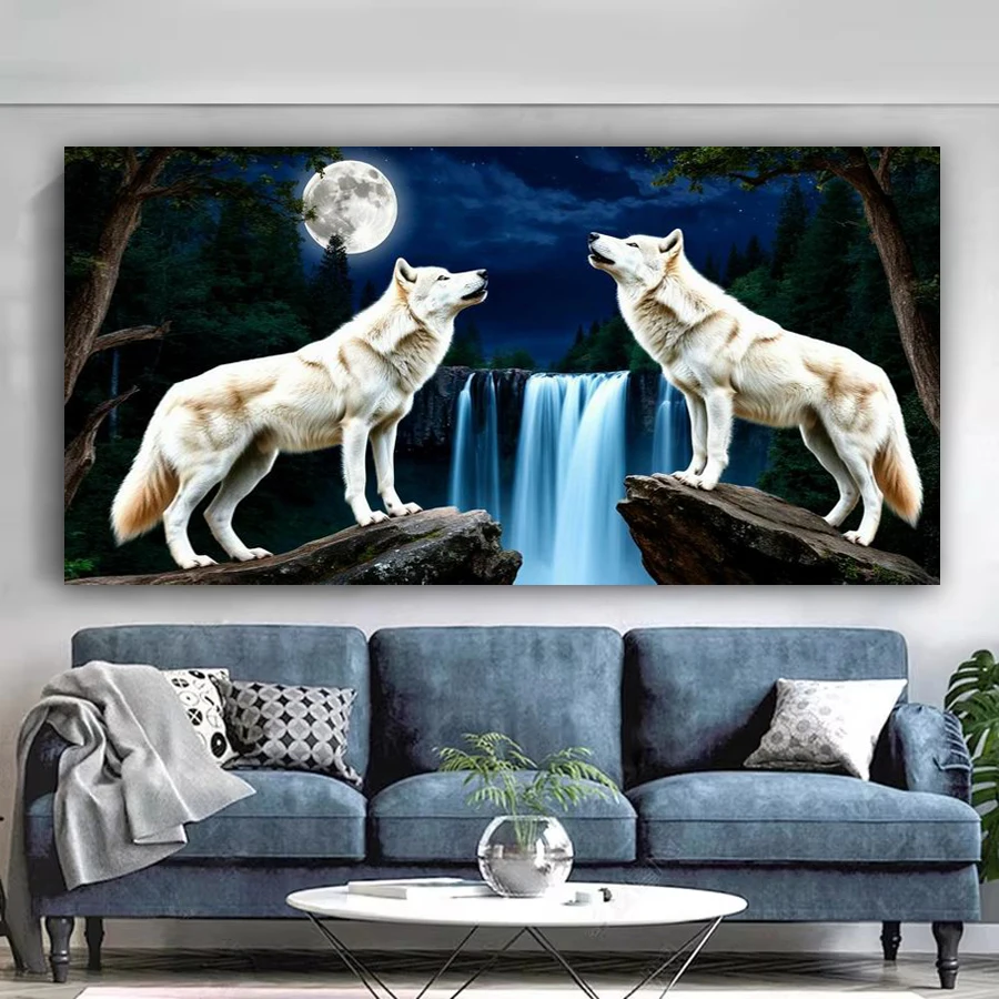 

Новинка: Алмазная мозаика «Лунный Волк у водопада» большого размера для взрослых. Картина-вышивка с изображением диких животных.