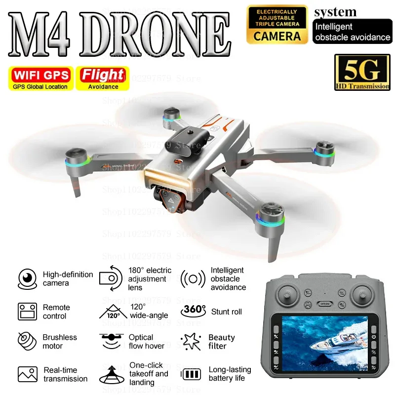 جديد M4 5G طائرة بدون طيار احترافية 8K HD 3-كاميرات التصوير الجوي GPS متعدد الاتجاهات تجنب العوائق رباعية الدوار RC المسافة 3 كجم #1