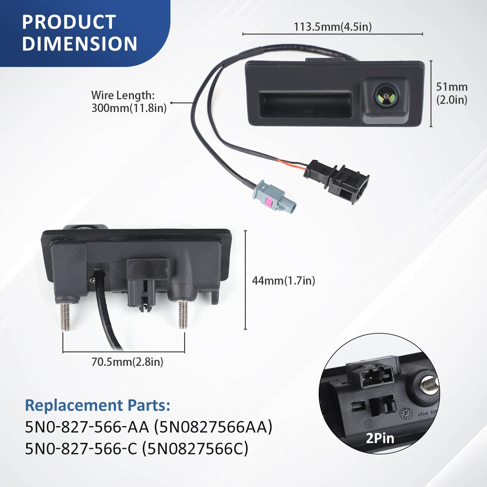 

5N0827566AA Rear View Trunk Release Handle Backup Camera 5N0827566C 8K0980551 For Audi A4 A5 A6 Allroad Q3 Q5 S3 S5