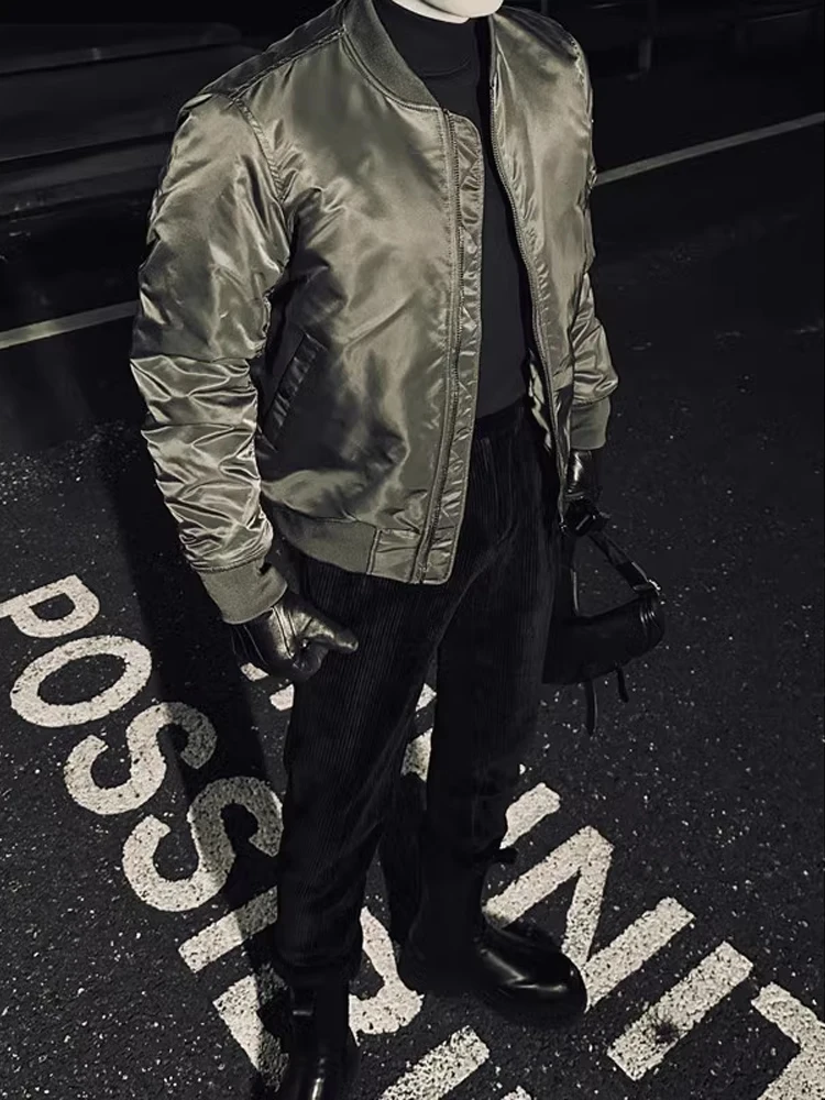 

Faionable Military een Pilot Jaet Men's ort Baseball Sle Casual Windproof Zipper Closure Loose Fit Urban Sle